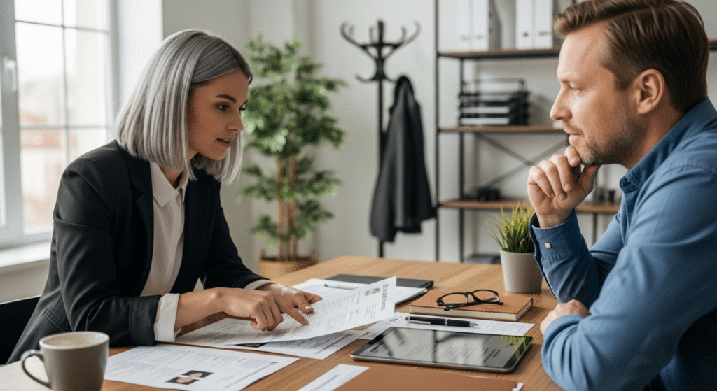 munkaerő közvetítés: toborzó és vezető CV-ket áttekintenek