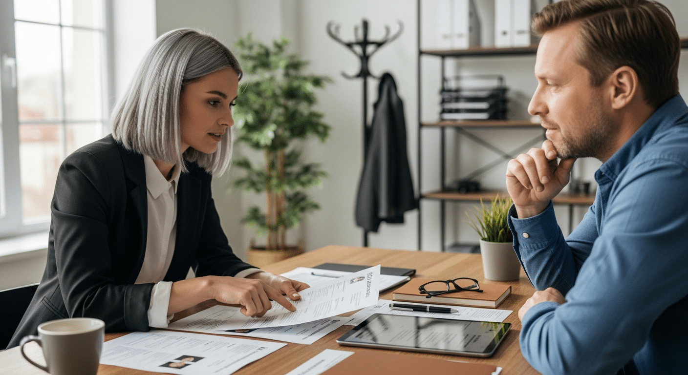 munkaerő közvetítés: toborzó és vezető CV-ket áttekintenek